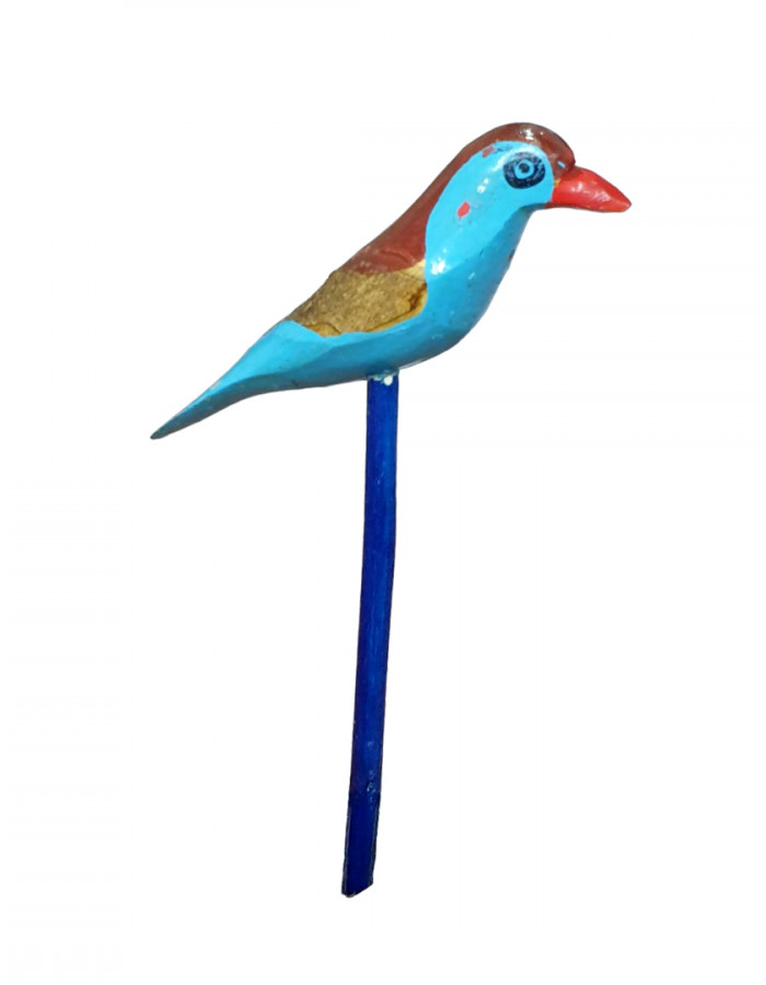 مجسم عصفور خشبي لون ازرق