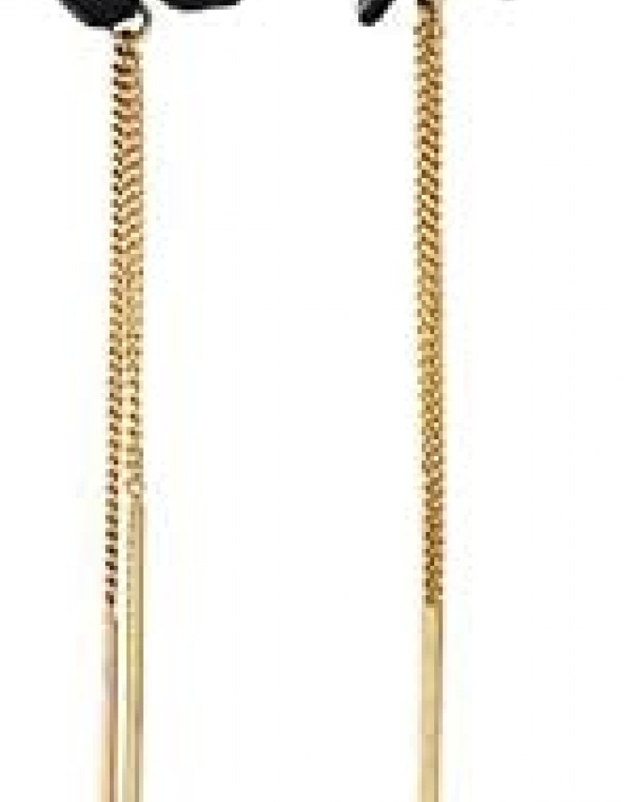 Nine West Black Flower & Chain Linear Drop Earrings