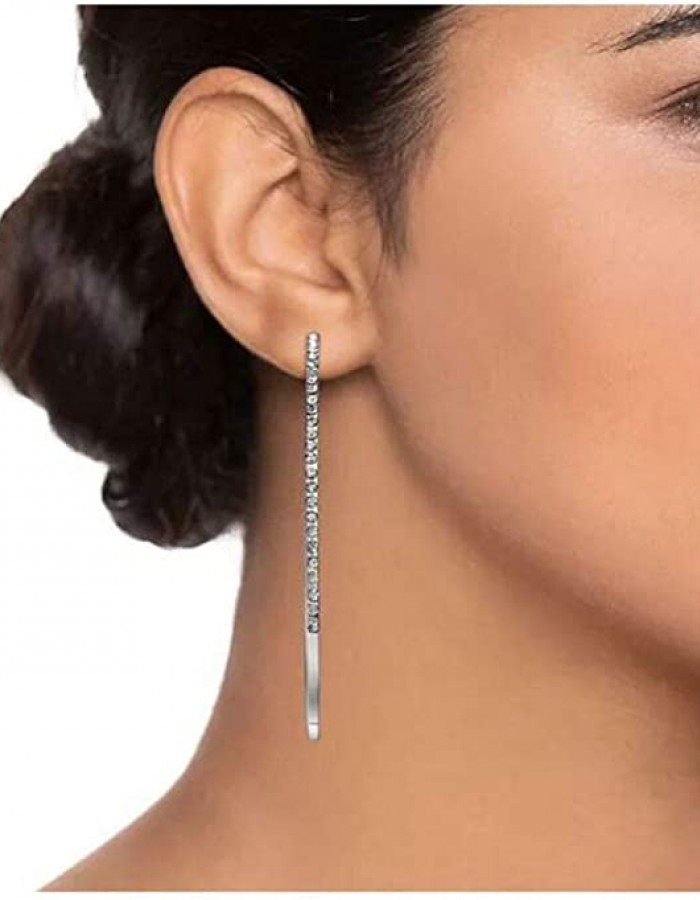 Nine West Simulated Crystal Oval Hoop Earring