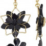 Nine West Black & Gold Tone Floral Double Drop Earrings