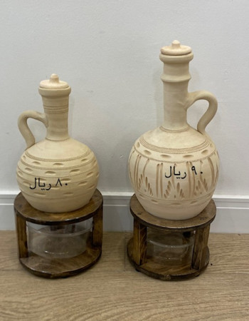 Pottery water and wood base