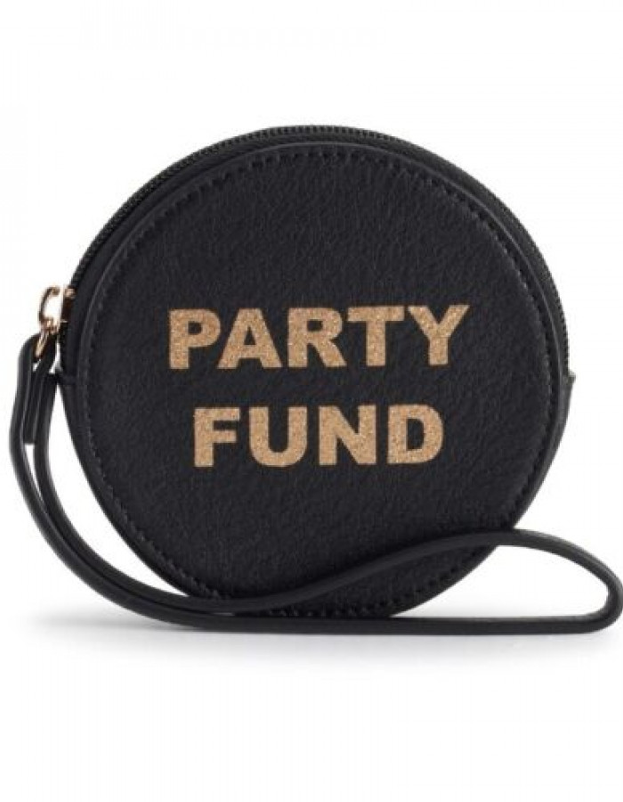 حقيبة عملات معدنية مستديرة الشكل لون اسود 